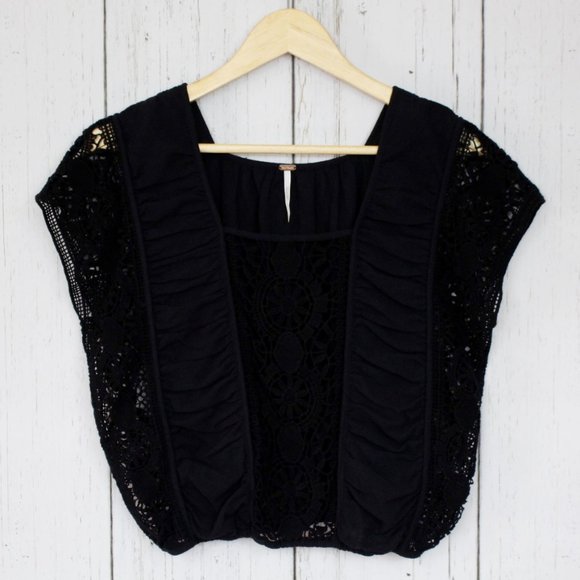 Free People Lace Front Bubble Crop Top - Picture 6 of 11
